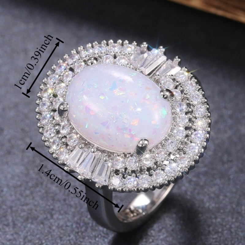 Women's Elegant Oval & Synthetic Zirconia Ring, Birthstone Gift